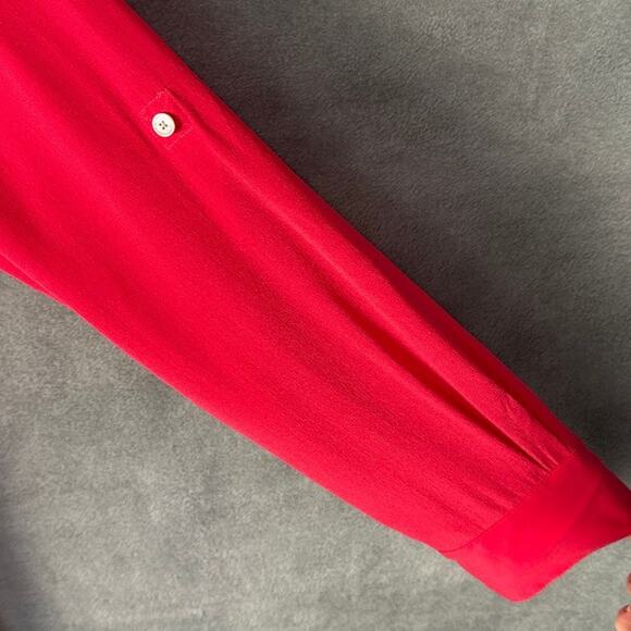 Tommy Bahama Top Women Large Pink June Silk Cargo Pocket Button Front Resort - Picture 4 of 11